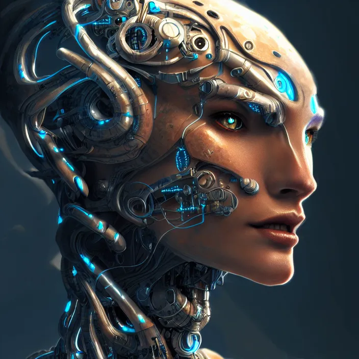 Image similar to organic cyborg, diffuse lighting, fantasy, intricate, highly detailed, lifelike, photorealistic, digital painting, artstation, illustration, concept art, smooth, sharp focus