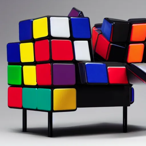 Prompt: a photo of a rubiks cube gaming chair