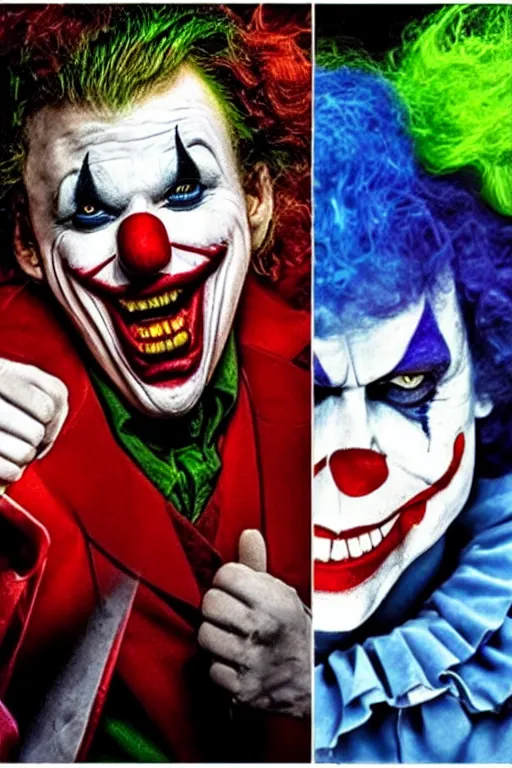 Image similar to joker versus it clown