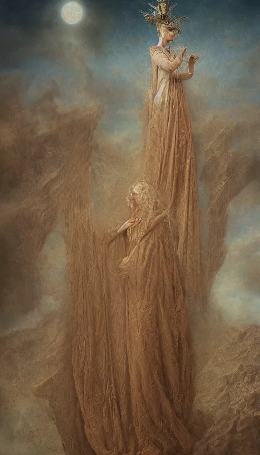 Prompt: the high priestess, digital art, matte painting, agostino arrivabene