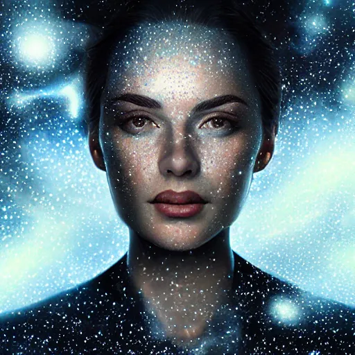 Prompt: woman portrait made out of galaxies floating in space, highly detailed, beautiful, realistic, comic book art, octane render