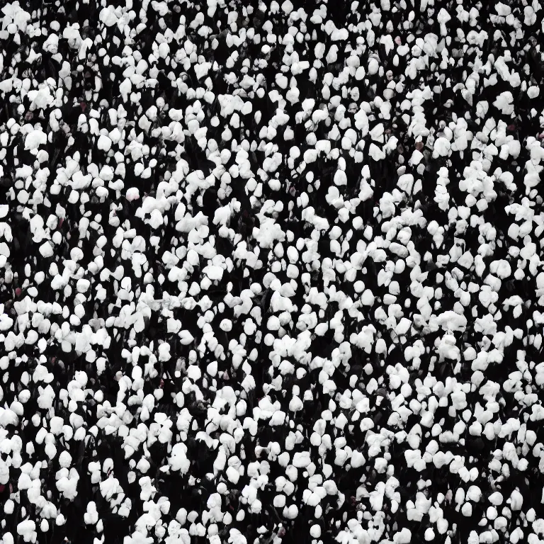 Prompt: the apparition of these faces in the crowd : petals on a wet, black bough.