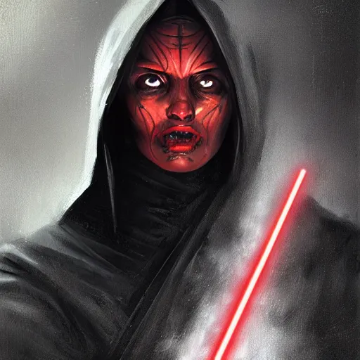 Image similar to portrait of a woman by greg rutkowski, young sith knight darth talon, red and black skin, star wars expanded universe, wearing black robes, she is about 2 0 years old, highly detailed portrait, digital painting, artstation, concept art, smooth, sharp foccus ilustration, artstation hq