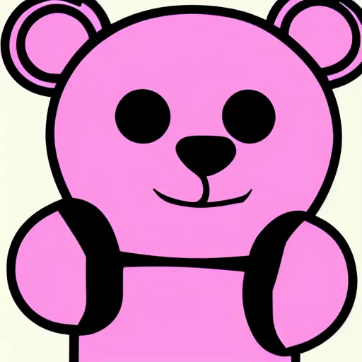 Image similar to a cute pink cuddly bear wearing headphones vector logo