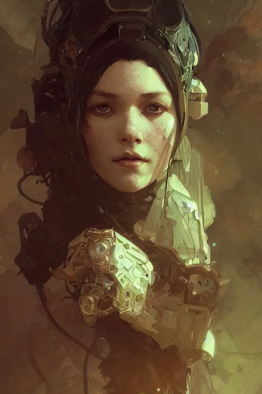 Prompt: A full portrait of a beautiful post apocalyptic offworld arctic biomother, intricate, elegant, highly detailed, digital painting, artstation, concept art, smooth, sharp focus, illustration, art by Krenz Cushart and Artem Demura and alphonse mucha