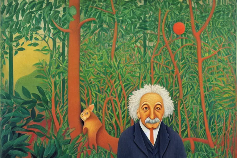 Prompt: Einstein, art by Henri Rousseau