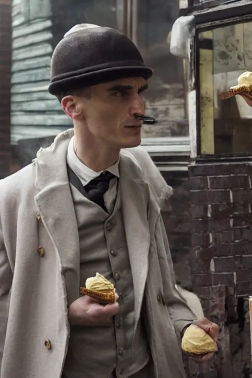 Prompt: thomas shelby selling ice cream