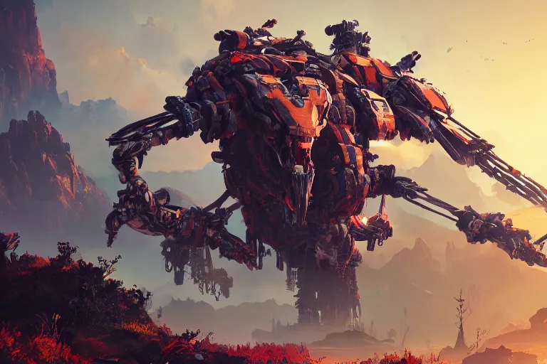 Image similar to ravager machine mecanical creature robot of horizon forbidden west horizon zero dawn bioluminiscence global illumination ray tracing hdr fanart arstation by ian pesty and alena aenami artworks in 4 k