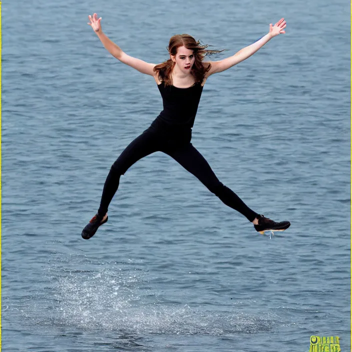 Image similar to emma watson jumping on water