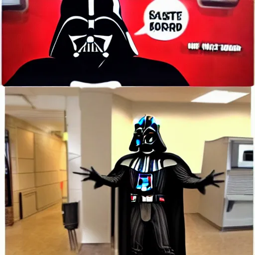 Image similar to Darth Vader takes your orderr at Good Burger