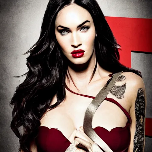 Image similar to megan fox portrait, arcane netflix, arcane vi, arcane jinx, arcane series