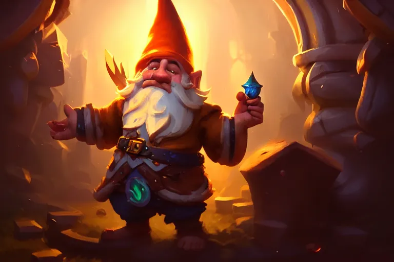 Image similar to [ important ] amazing portrait of funny gnome ], hearthstone splash art, deiv calviz, splash art, natural light, elegant, intricate, fantasy, atmospheric lighting, by greg rutkowski, hearthstone splash art, hd wallpaper, ultra high details, cinematic composition, insanely well composed