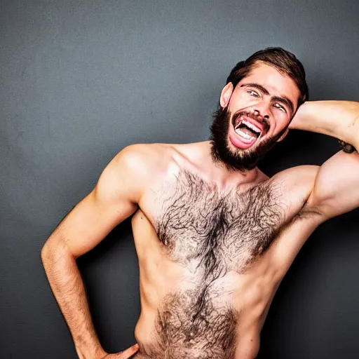 Image similar to high-resolution photograph of a lad showing off his hairy armpits