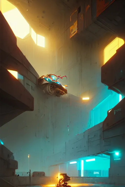 Prompt: matte painting extreme 3 d calligraphy robot graffiti tag mural wall extreme maximalism by atey ghailan, by greg rutkowski, by greg tocchini, by james gilliard, by joe fenton, yellow, brown, black and cyan color scheme, octane render