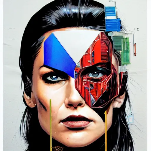 Image similar to a portrait of robot, by MARVEL comics and Sandra Chevrier