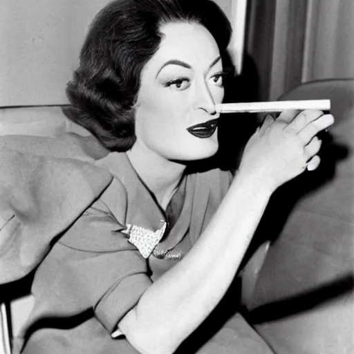 Image similar to joan crawford smoking a joint