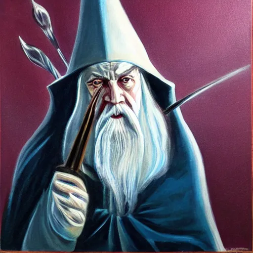 Image similar to gandalf as art deco, painting