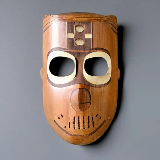 Image similar to robot wooden mask