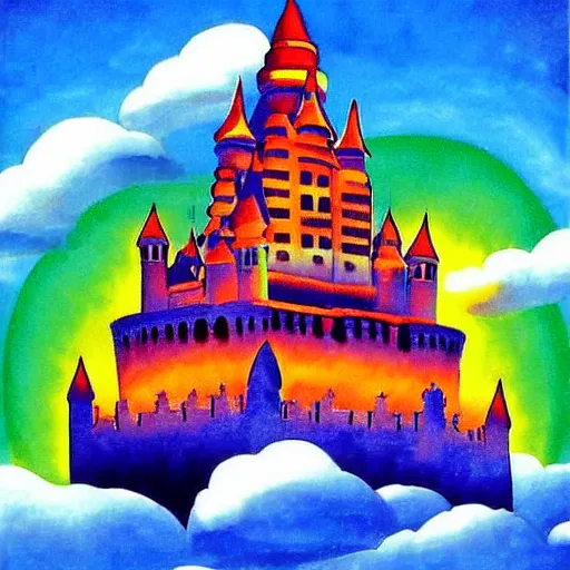 Prompt: by sudersan pattnaik, by emil nolde evocative, hideous. a beautiful digital art of a castle in the clouds.