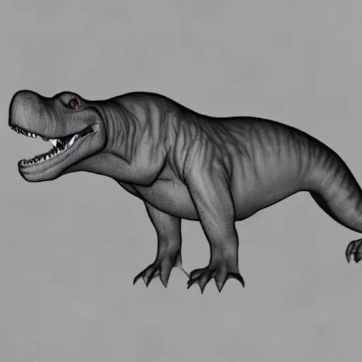 Image similar to trex with mouse teeth and mouse ears, fully body rendering