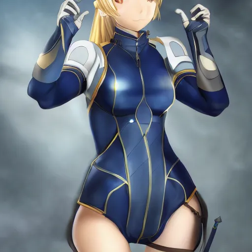 Image similar to beautiful image of saber from fate / stay night in a thight plugsuit, high quality, highly detailed, 4 k, drawn by wwpgi, trending on artstation