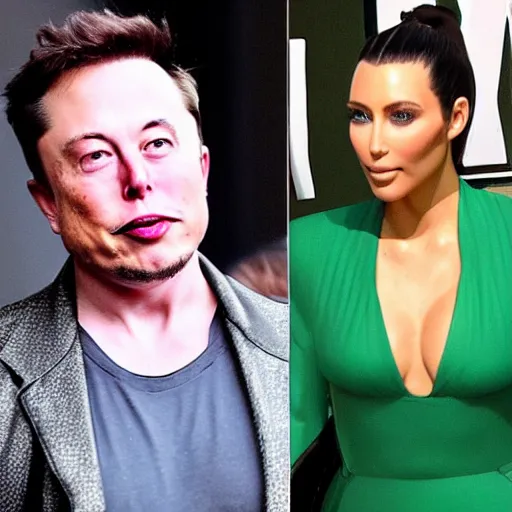 Image similar to paparazzi photo of elon musk dating kim kardashian