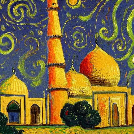 Prompt: taj mahal painted by van gogh