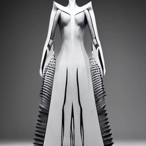 Image similar to Battle armor designed by Zaha Hadid, fashion photography