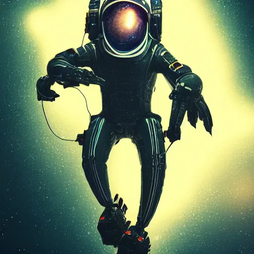 Image similar to portrait of a squid monster astronaut riding a space transport, full body portrait, well lit, intricate abstract. cyberpunk, intricate artwork, by Tooth Wu, wlop, beeple. octane render, trending on artstation, greg rutkowski very coherent symmetrical artwork. cinematic, hyper realism, high detail, octane render, 8k, minimalistic, hyperrealistic surrealism, award winning masterpiece with incredible details, a surreal vaporwave liminal space, highly detailed, trending on ArtStation