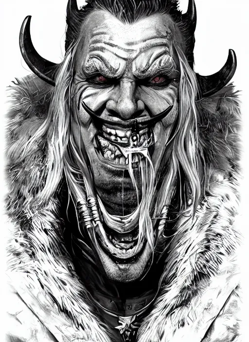 Image similar to portrait of the joker as a viking viking in skyrim valheim, splash art, artwork by james jean, hyperdetailed realistic