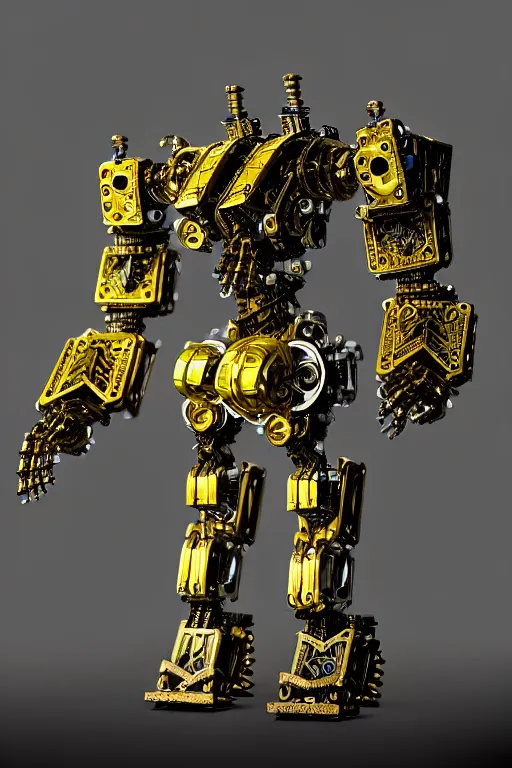Image similar to a intricate ornate boxing humanoid mecha, punk, by war robots, real steel ( 2 0 1 1 ), westworld and pacific rim movie and ps 5 game machine warrior 5, cryengine, frostbite 3 engine, blue and yellow scheme, sharp focus, 8 k, high definition, insanely detailed, soft lighting, smooth face