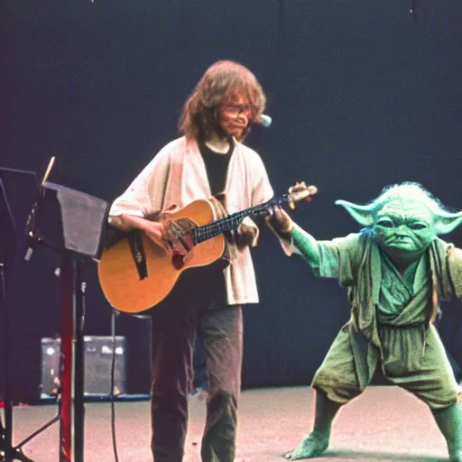 Image similar to yoda performing at woodstock