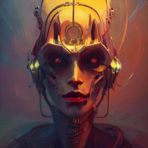 Prompt: a portrait of a satanic cybernetic illuminati occultist, cyberpunk concept art by pete mohrbacher and seb mckinnon and beksinski and josan gonzales, digital art, highly detailed, intricate, sci-fi, sharp focus, Trending on Artstation HQ, deviantart, unreal engine 5, 4K UHD image