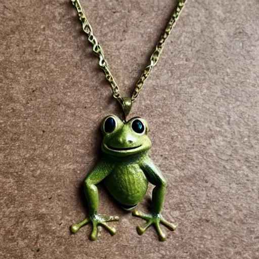 Image similar to a frog wearing a necklace