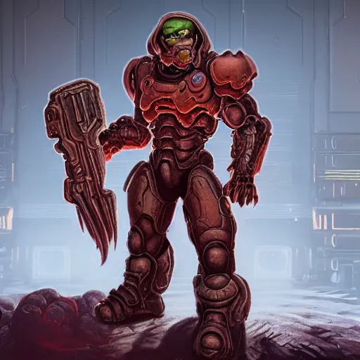 Image similar to character from doom 2 0 1 6, doom eternal