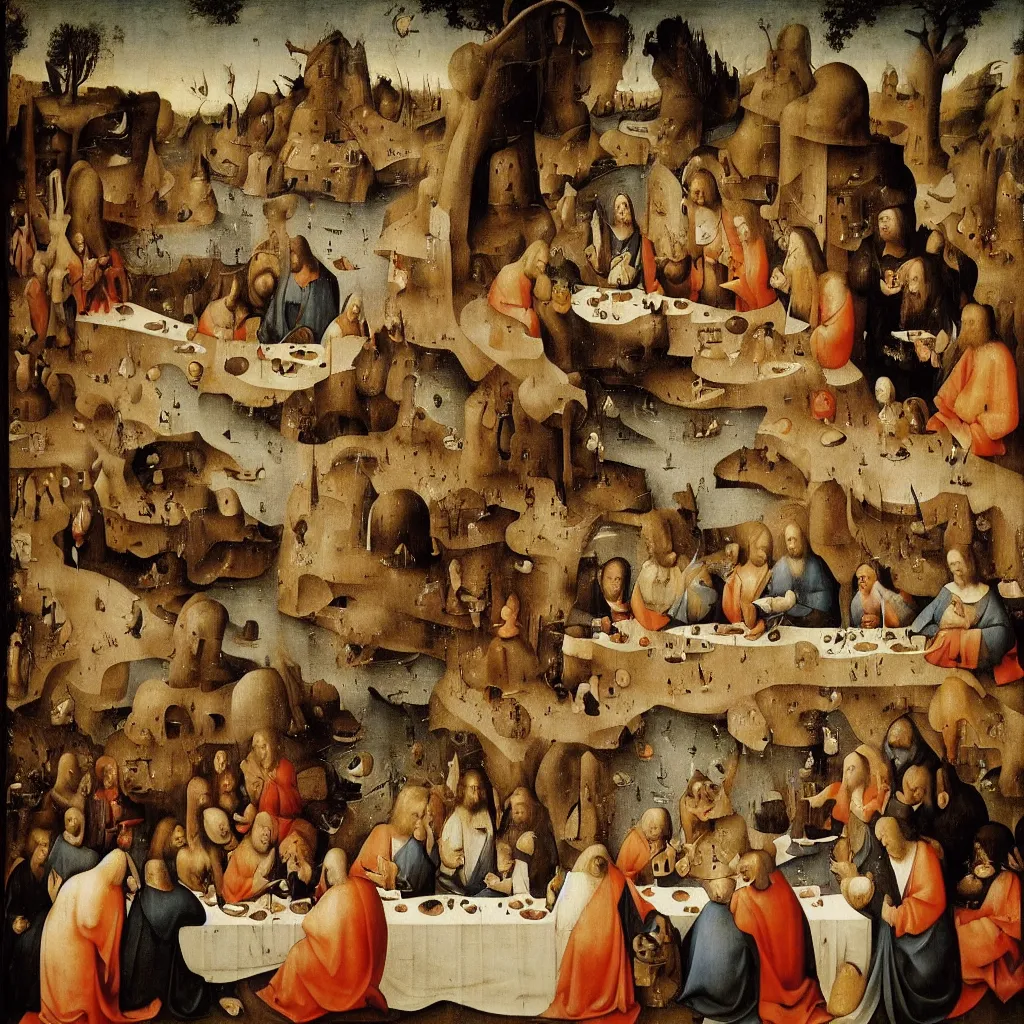 Prompt: The Last Supper by Hieronymus Bosch