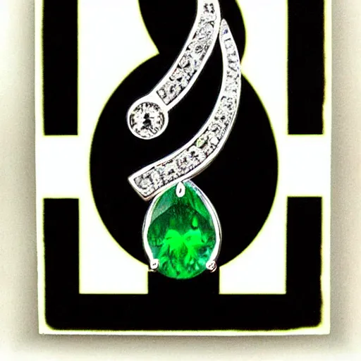 Prompt: emerald music note, jewels , gems, silver