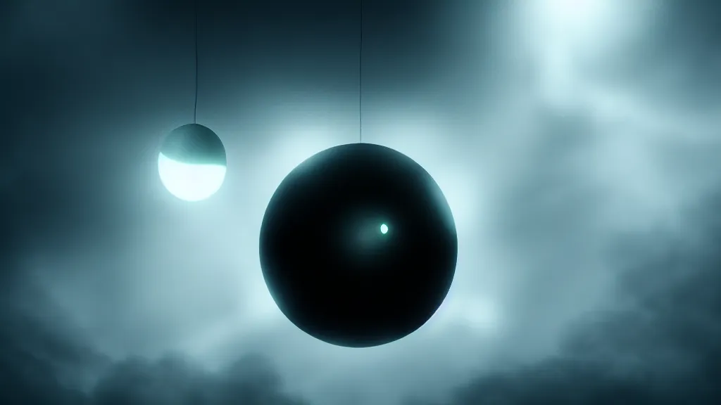 Prompt: a black sphere hangs in the sky, luminous tentacles leave it in different directions, fog, volumetric lighting, mystique, atmospheric, sharp focus, ultra detailed, noir art house, 4 k, cinematic, 3 5 mm