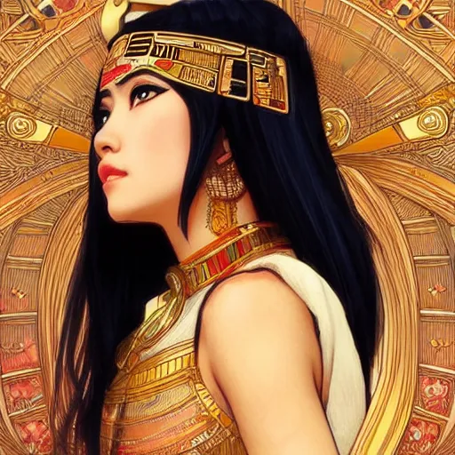 Prompt: An Asian Cleopatra by Artgerm and greg rutkowski and alphonse mucha