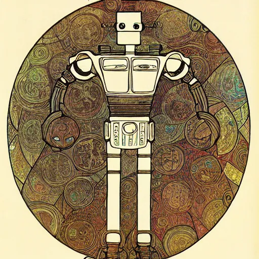 Image similar to robot, drawn by mucha