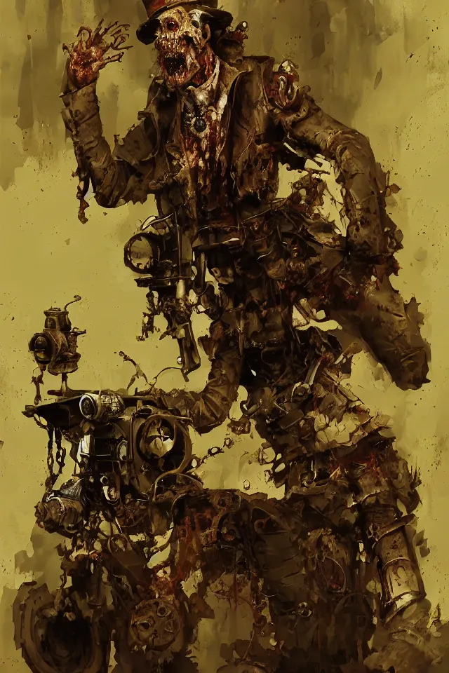 Prompt: steampunk zombie by craig mullins