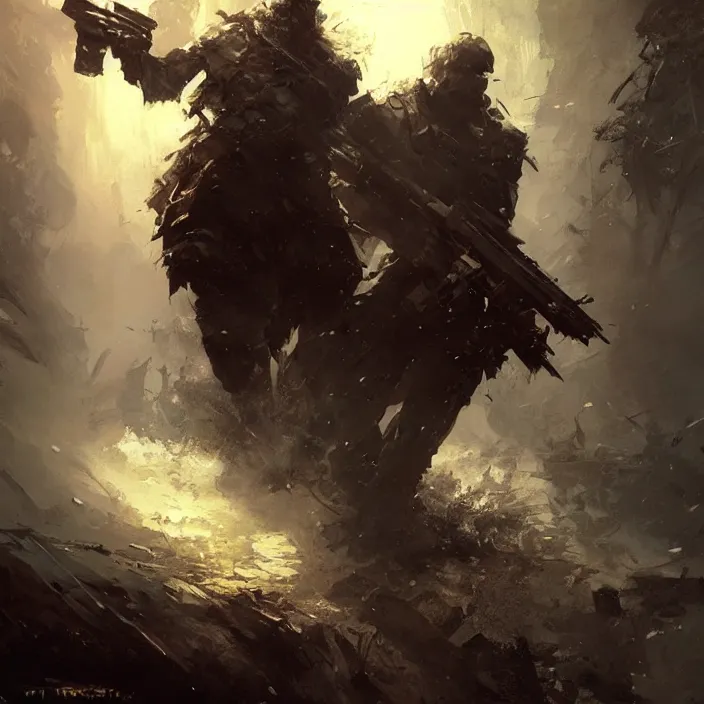 Image similar to 4k, portrait of a killer, art by greg rutkowski, art by craig mullins, art by thomas kincade, art by Yoshitaka Amano