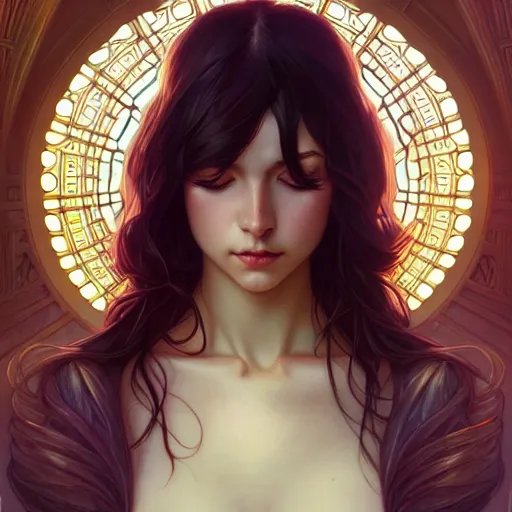 Image similar to beautiful woman, symmetry, portrait, anime!!, fantasy, ultra detailed, elegant, intricate, dynamic lighting, hyperrealism, digital art, digital painting, artstation, wlop, sharp focus, illustration, art by artgerm and greg rutkowski and alphonse mucha, 8 k