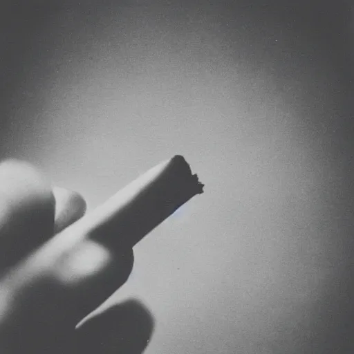 Prompt: a polaroid photo of woman hand with a cigarette, bokeh