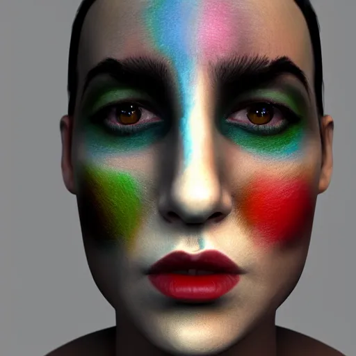 Image similar to 3d unreal engine, 4k 3d render of face painted by Kandinsky, smooth gradients