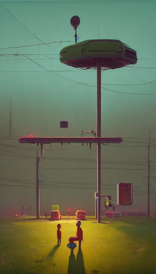 Image similar to the two complementary forces that make up all aspects and phenomena of life, by simon stalenhag