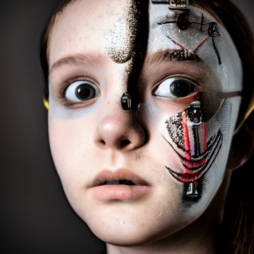 Prompt: photography of young female cyborg