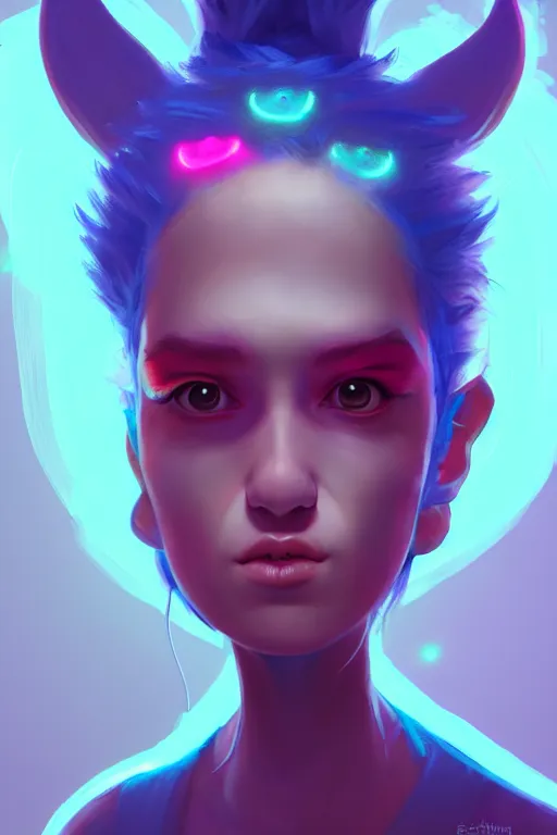 Prompt: super cute Bioluminescent Punk Rocker character concept, soft light, soft mood, realistic body features and face, illustration, painting oil on canvas by Elena Zhurikhina and Goro Fujita and Charlie Bowater, octane render trending on artstation, 4k, 8k, HD