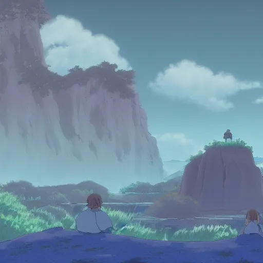 Image similar to landscape of the eternal rest, in the style of studio ghibli, award - winning, 4 k