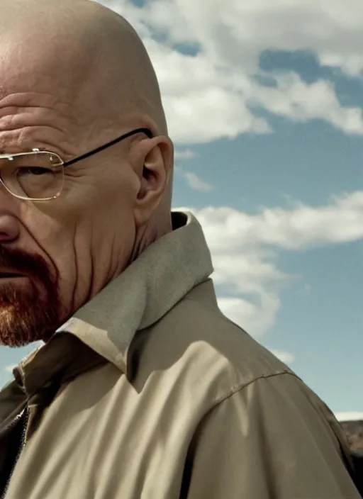 Image similar to film still of kim kardashian as Walter White in breaking bad,